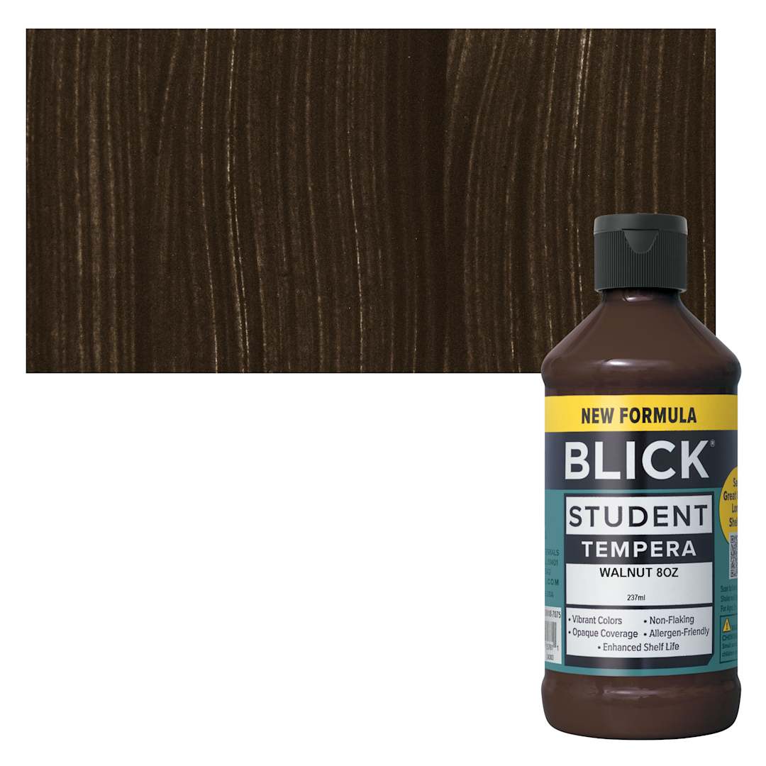 Open in modal - Blick Student Tempera Paint -  Walnut, 8 oz bottle and swatch