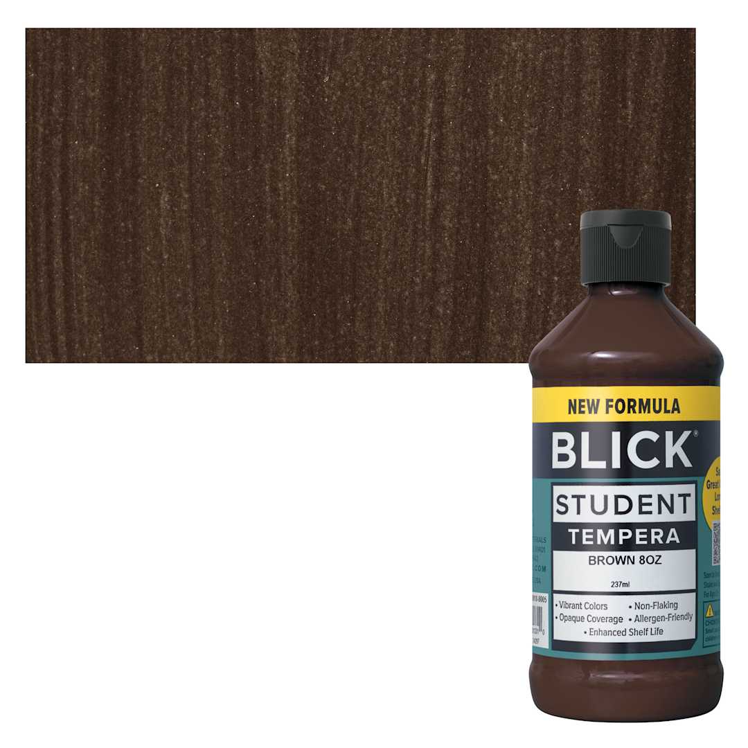 Open in modal - Blick Student Tempera Paint - Brown, 8 oz bottle and swatch