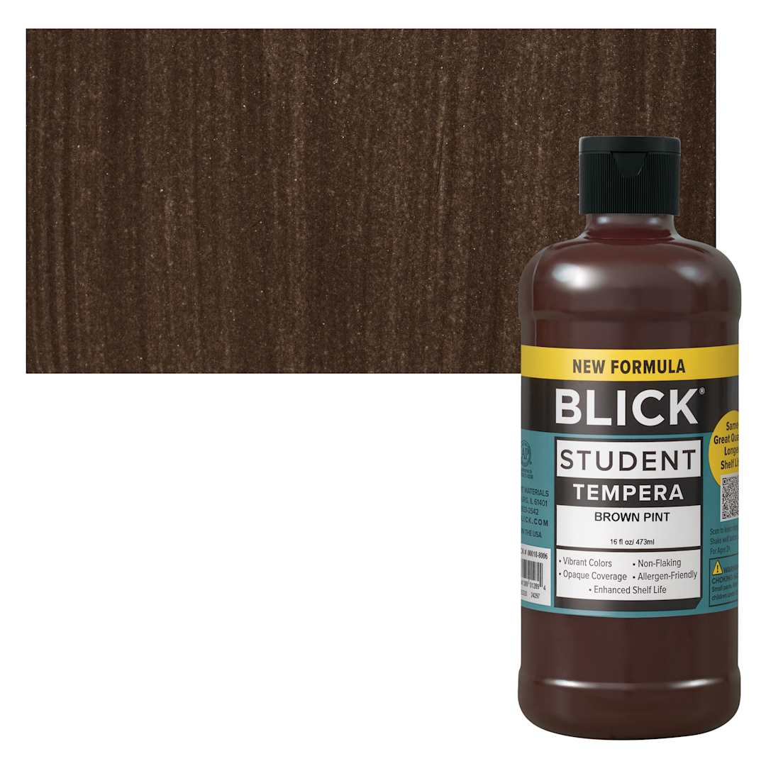 Open in modal - Blick Student Tempera Paint - Brown, 16 oz bottle and swatch