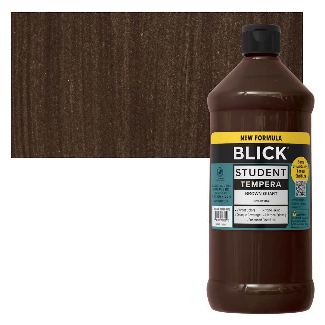 Open in modal - Blick Student Tempera Paint - Brown, 32 oz bottle and swatch