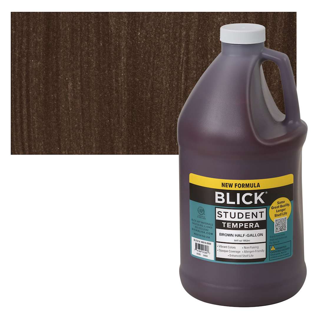 Open in modal - Blick Student Tempera Paint - Brown, 64 oz bottle and swatch