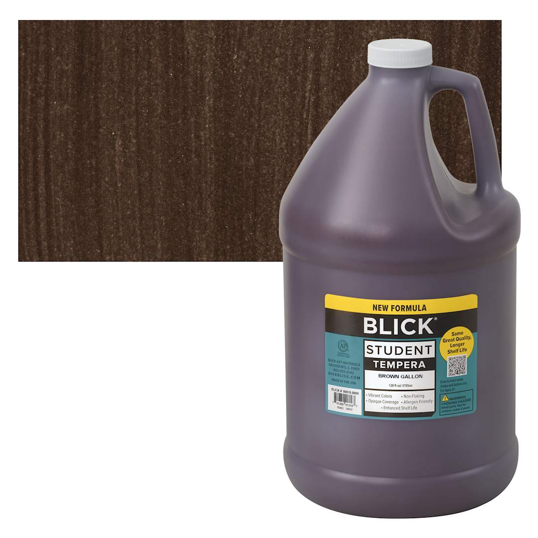 Open in modal - Blick Student Tempera Paint - Brown, 128 oz bottle and swatch