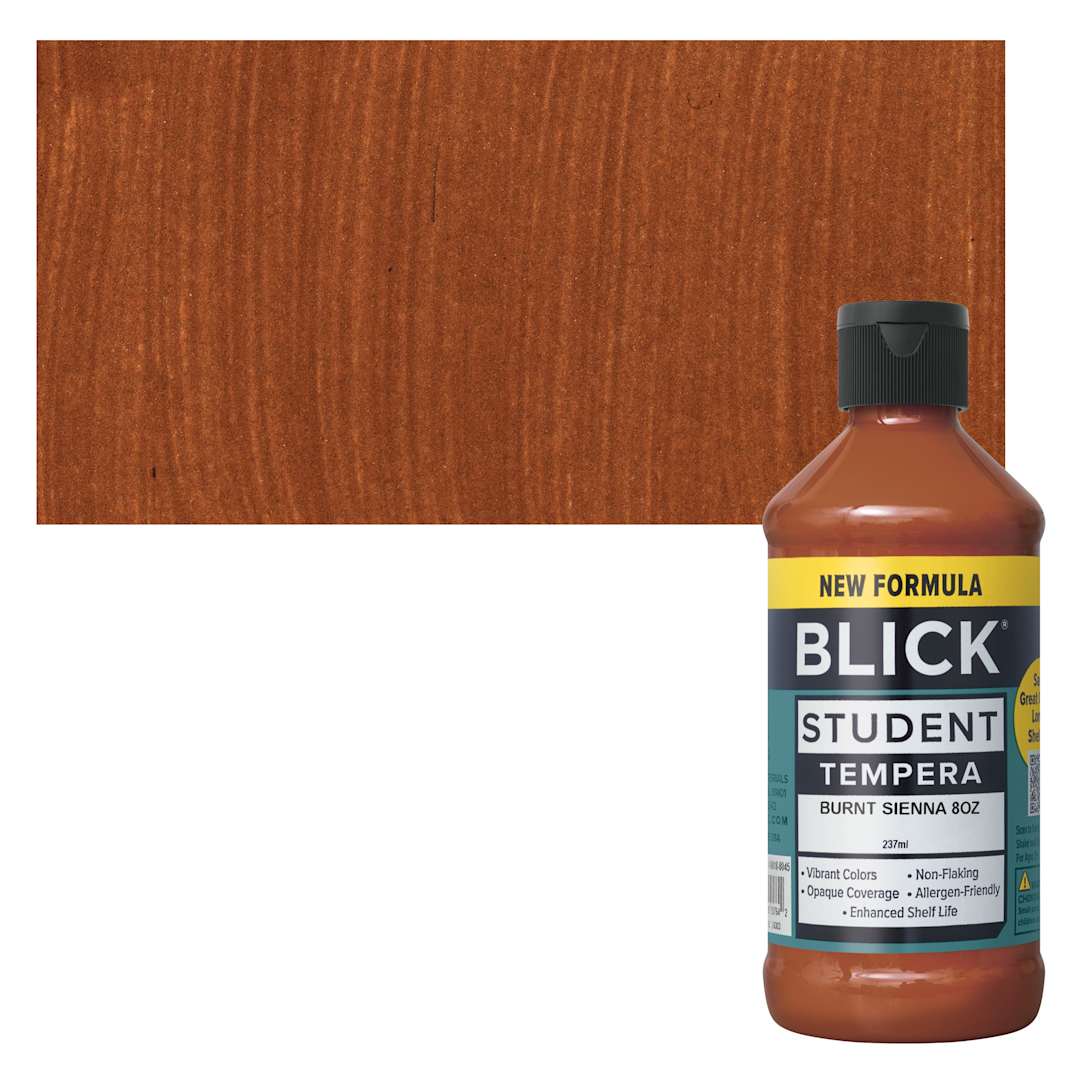 Open in modal - Blick Student Tempera Paint - Burnt Sienna, 8 oz bottle and swatch