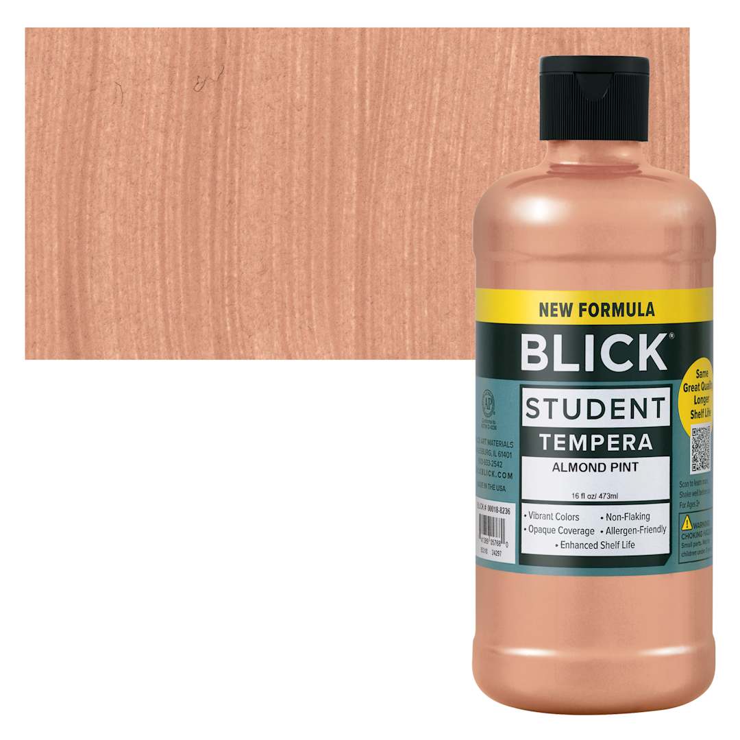 Open in modal - Blick Student Tempera Paint - Almond, 16 oz bottle and swatch