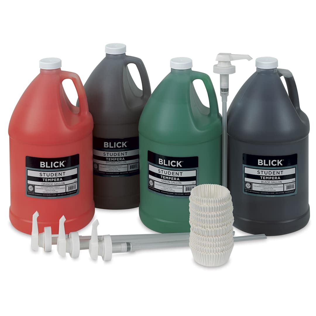 Open in modal - Blick Original Formula Student Tempera Paints - Pump Kit, Set of 4, Secondary Colors, Gallon