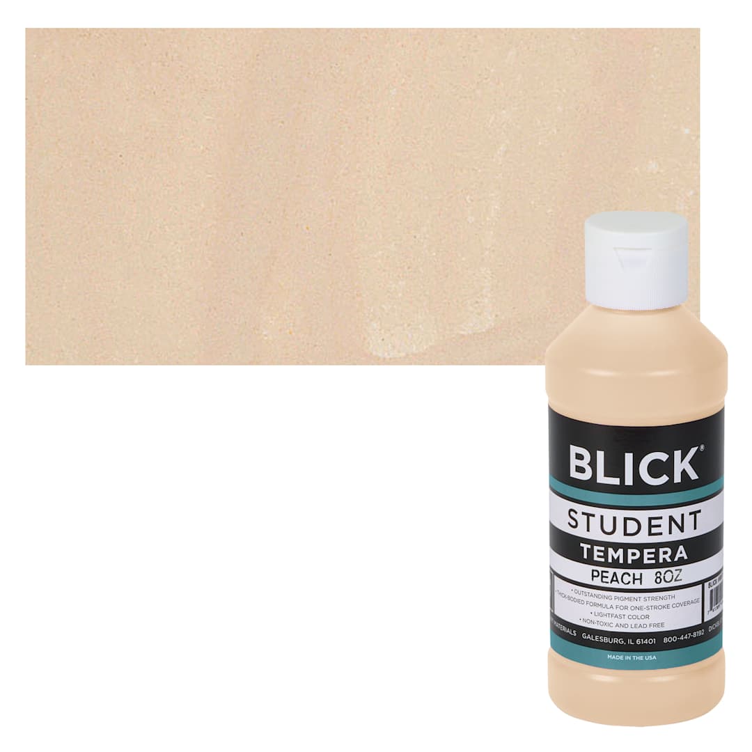 Open in modal - Blick Original Formula Student Tempera Paint - Peach, 8 oz bottle and swatch