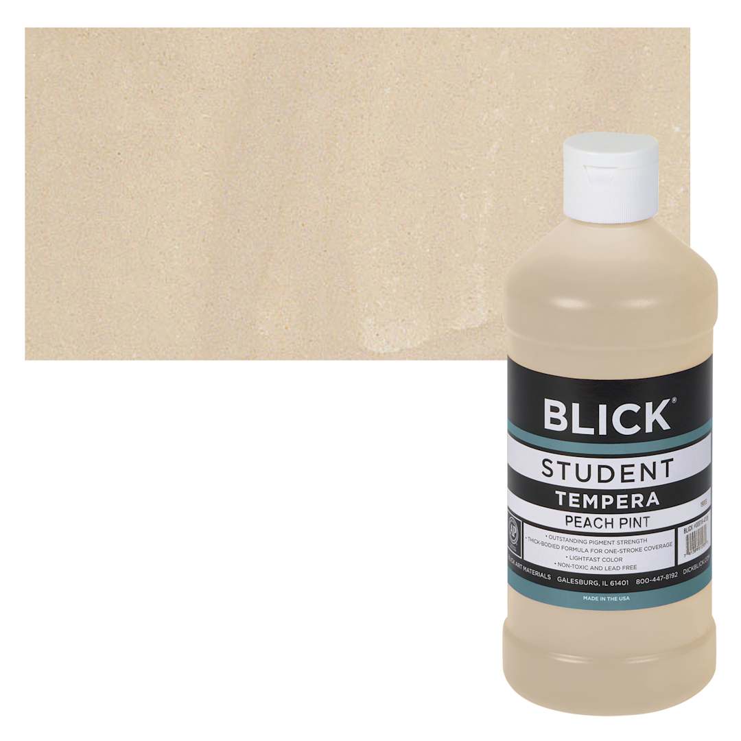 Open in modal - Blick Original Formula Student Tempera Paint - Peach, 16 oz bottle and swatch
