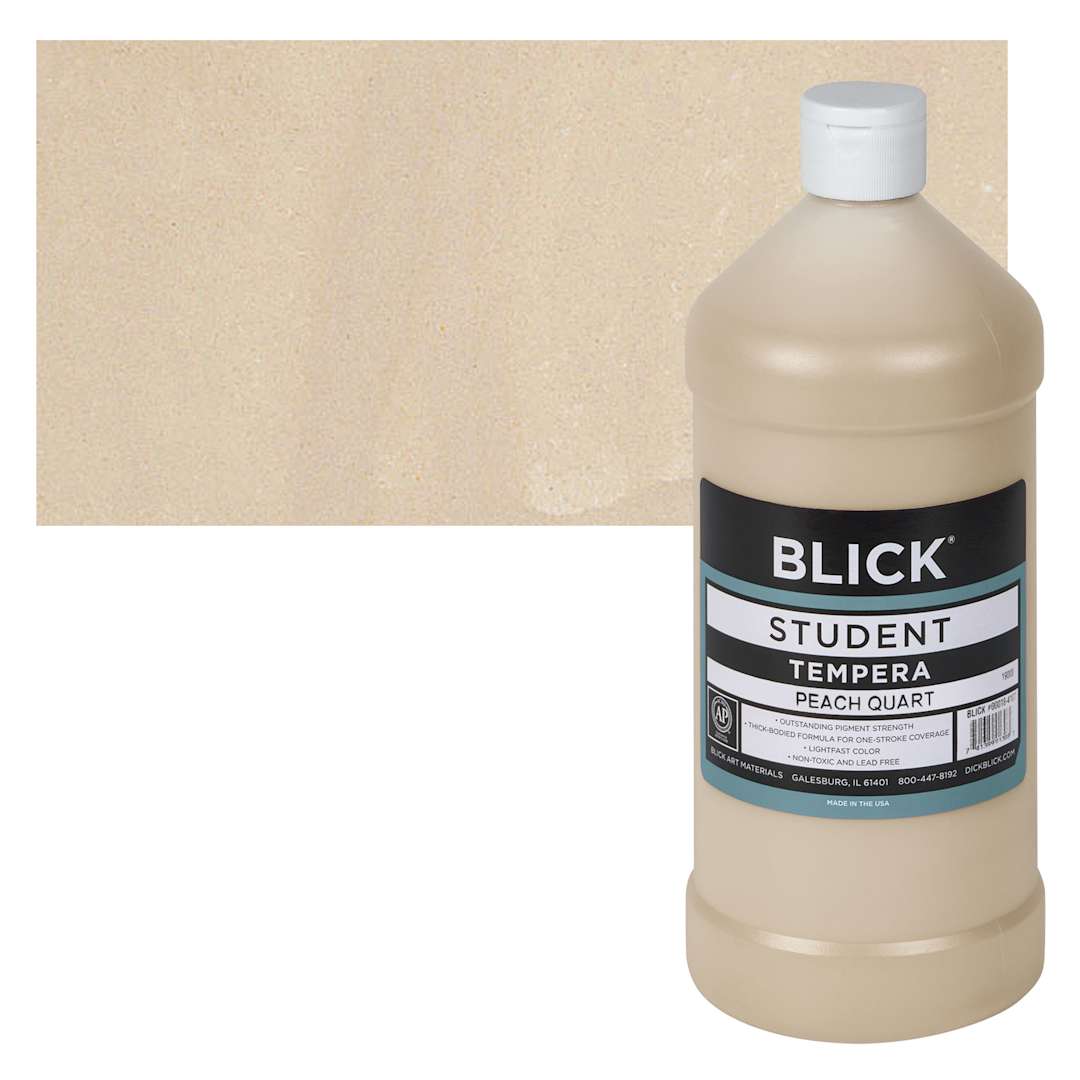 Open in modal - Blick Original Formula Student Tempera Paint - Peach, 32 oz bottle and swatch