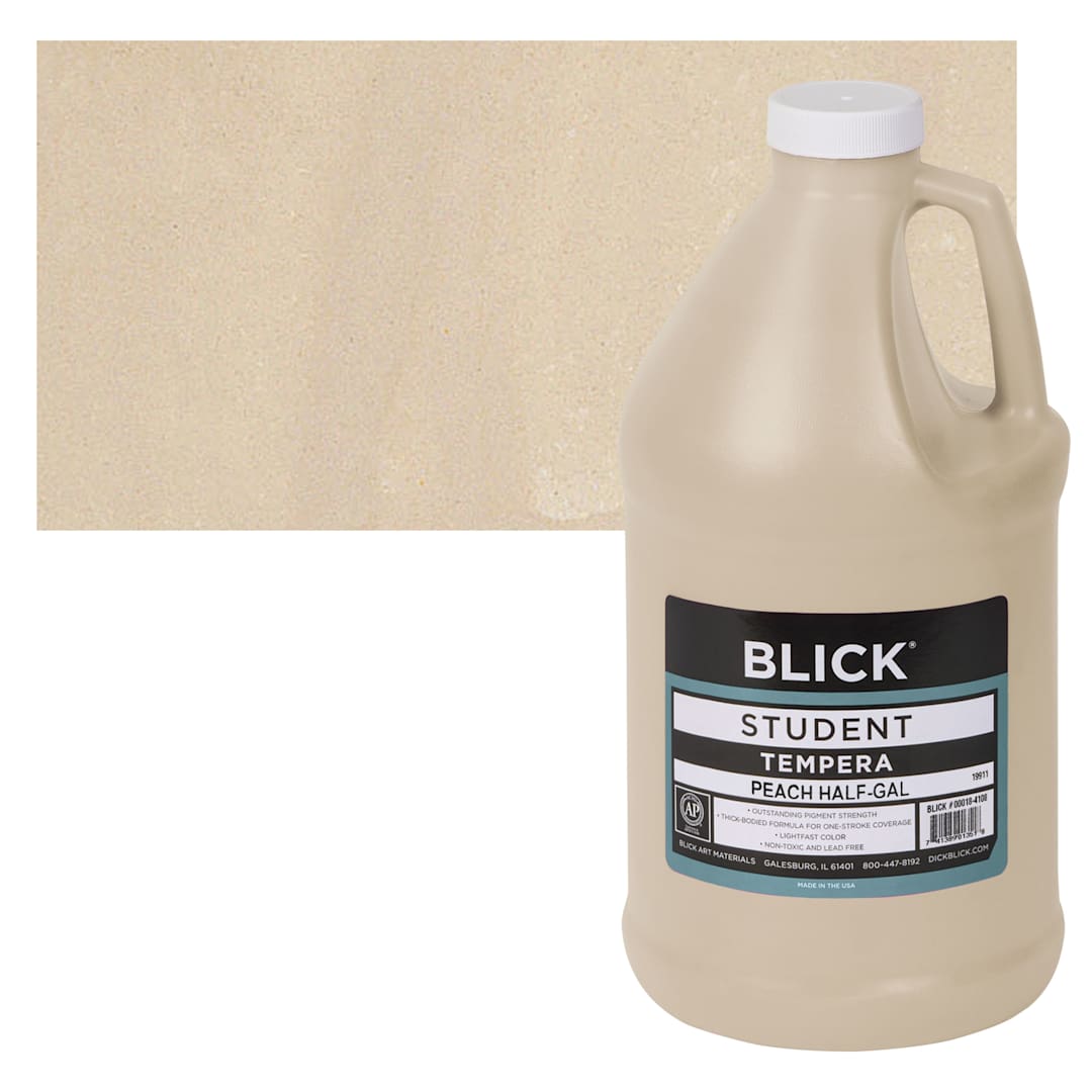 Open in modal - Blick Original Formula Student Tempera Paint - Peach, 64 oz bottle and swatch
