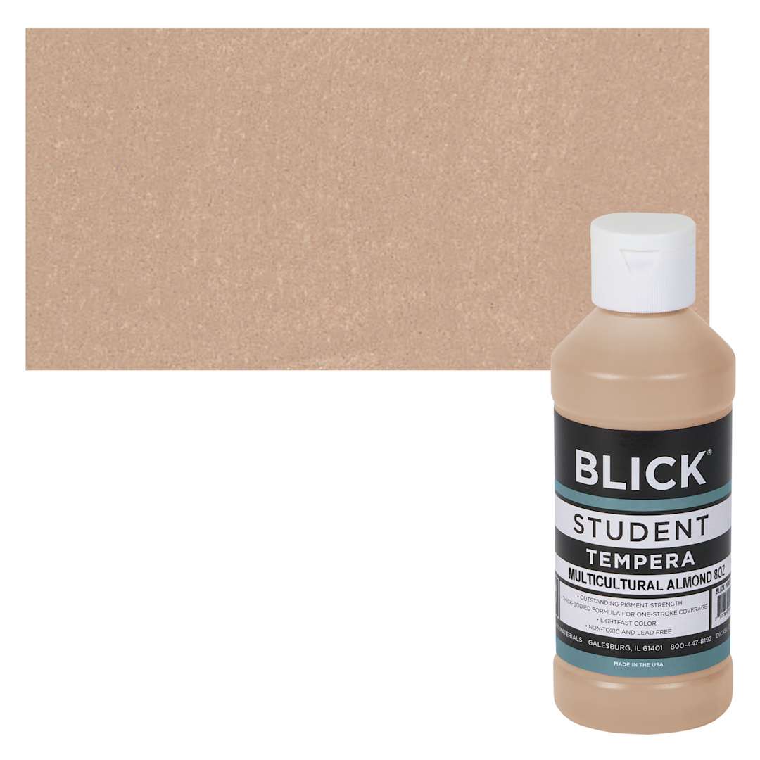 Open in modal - Blick Original Formula Student Tempera Paint - Almond, 8 oz bottle and swatch