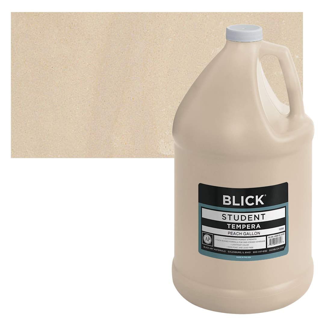 Open in modal - Blick Original Formula Student Tempera Paint - Peach, 128 oz bottle and swatch