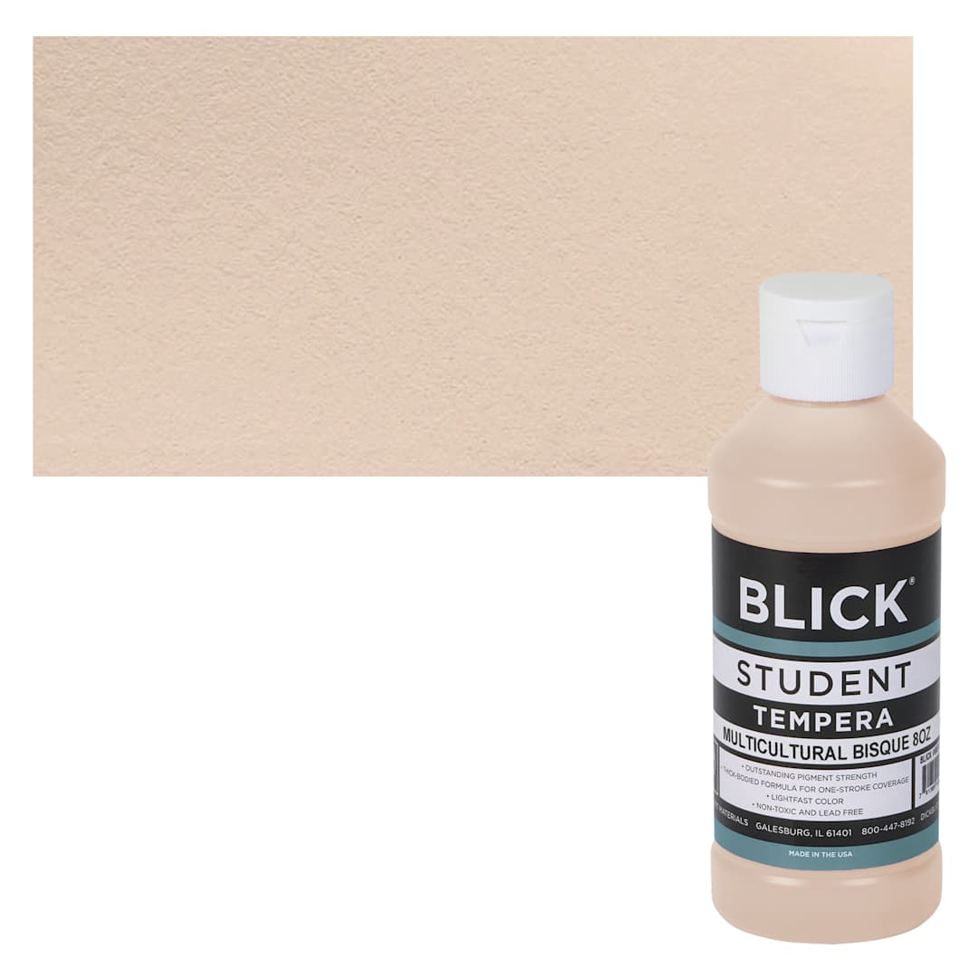Open in modal - Blick Original Formula Student Tempera Paint - Bisque, 8 oz bottle and swatch