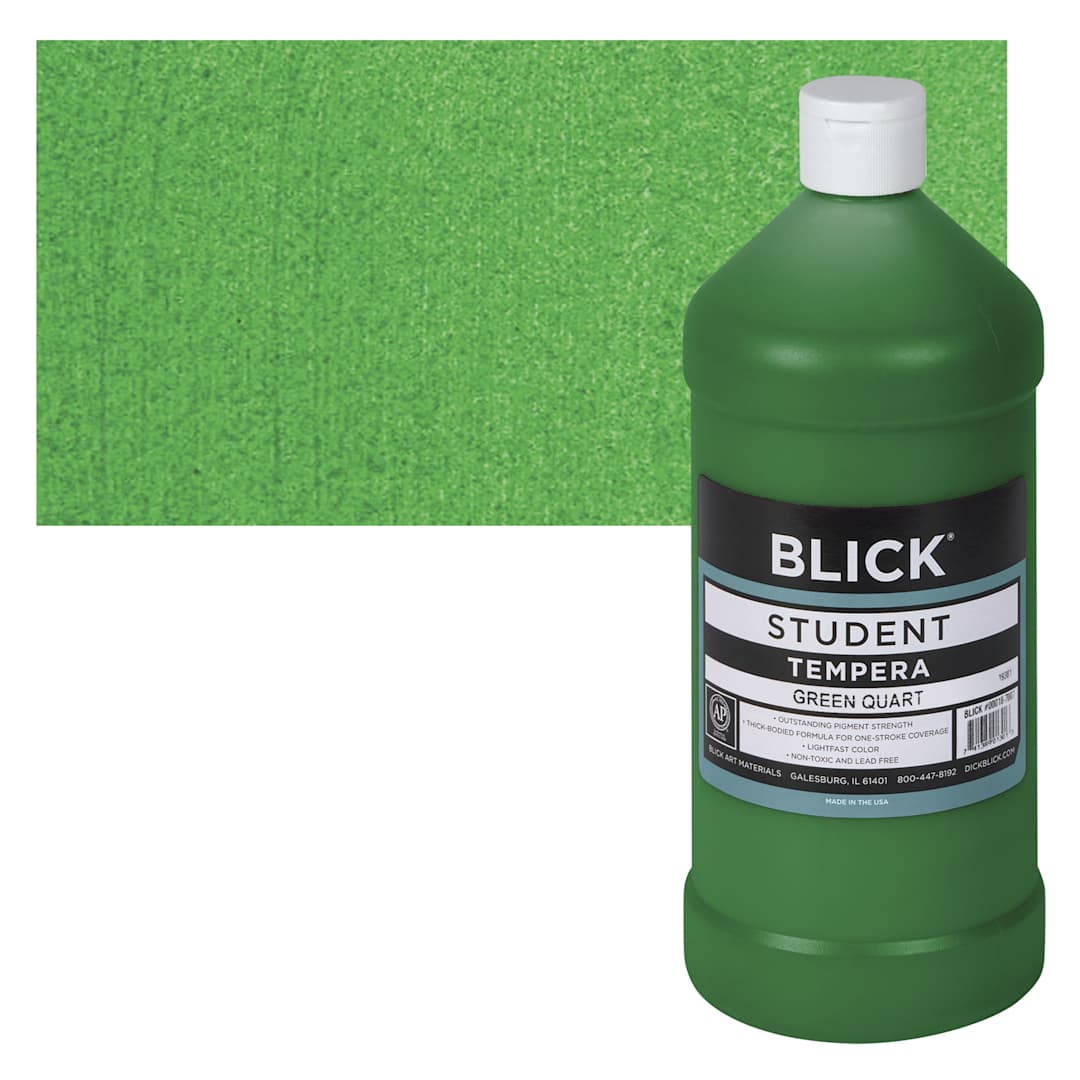 Open in modal - Blick Original Formula Student Tempera Paint - Green, 32 oz bottle and swatch
