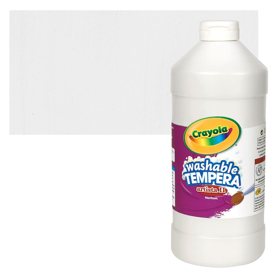 Open in modal - Crayola Artista II Liquid Washable Tempera - White, 32 oz Bottle and swatch