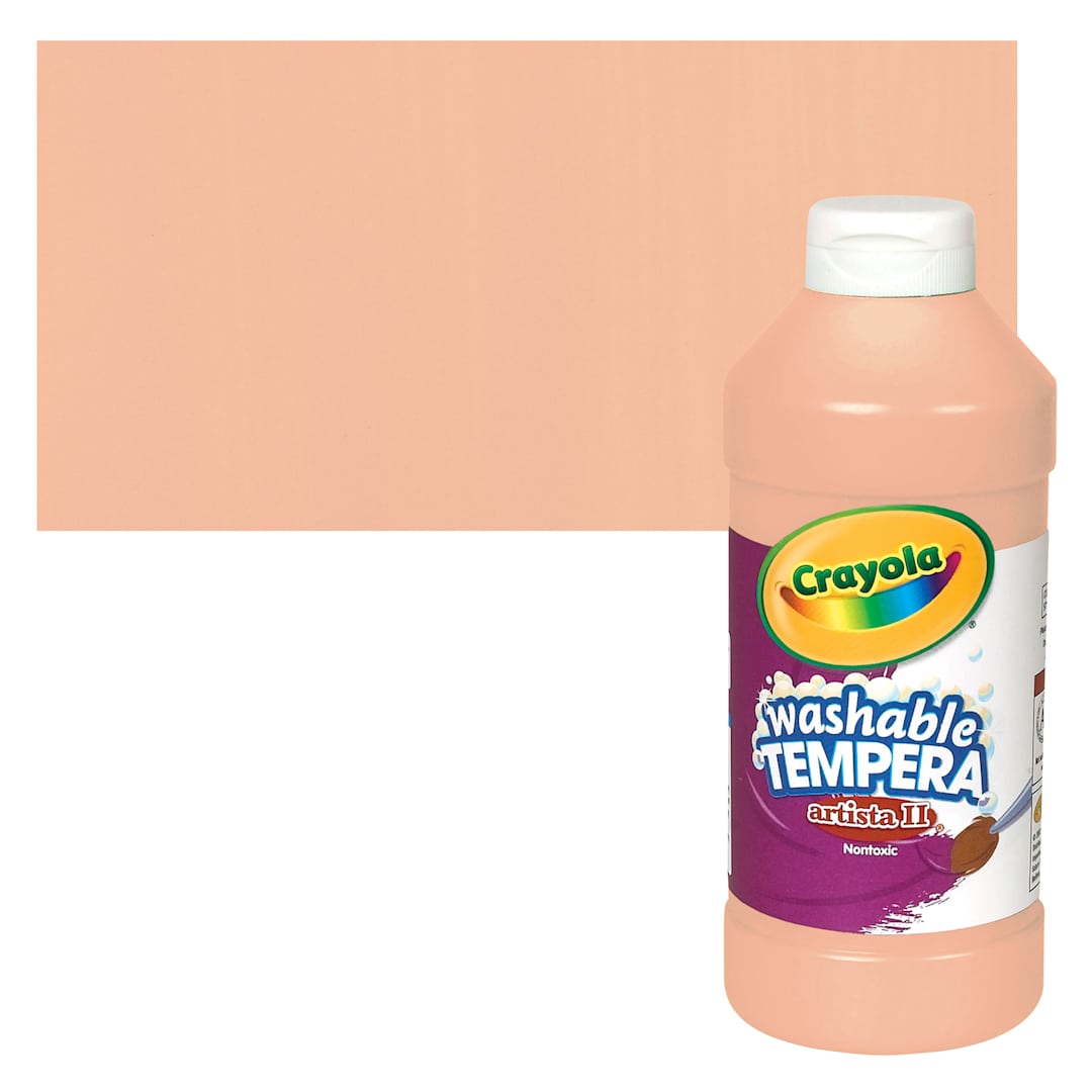 Open in modal - Crayola Artista II Liquid Washable Tempera - Peach, 16 oz bottle and swatch