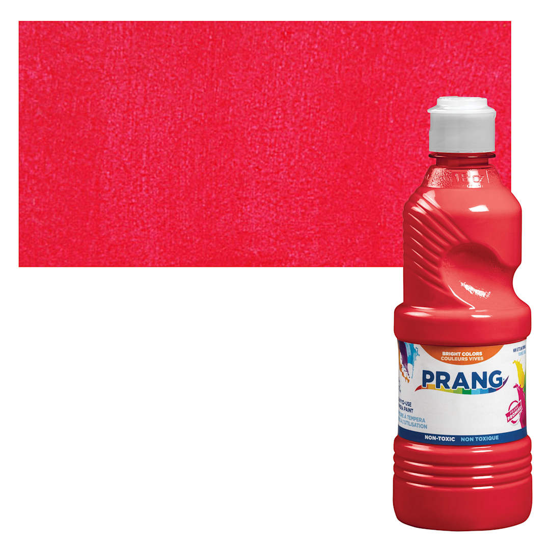Open in modal - Prang Ready-To-Use Tempera Paint - Red, 16 oz bottle and swatch