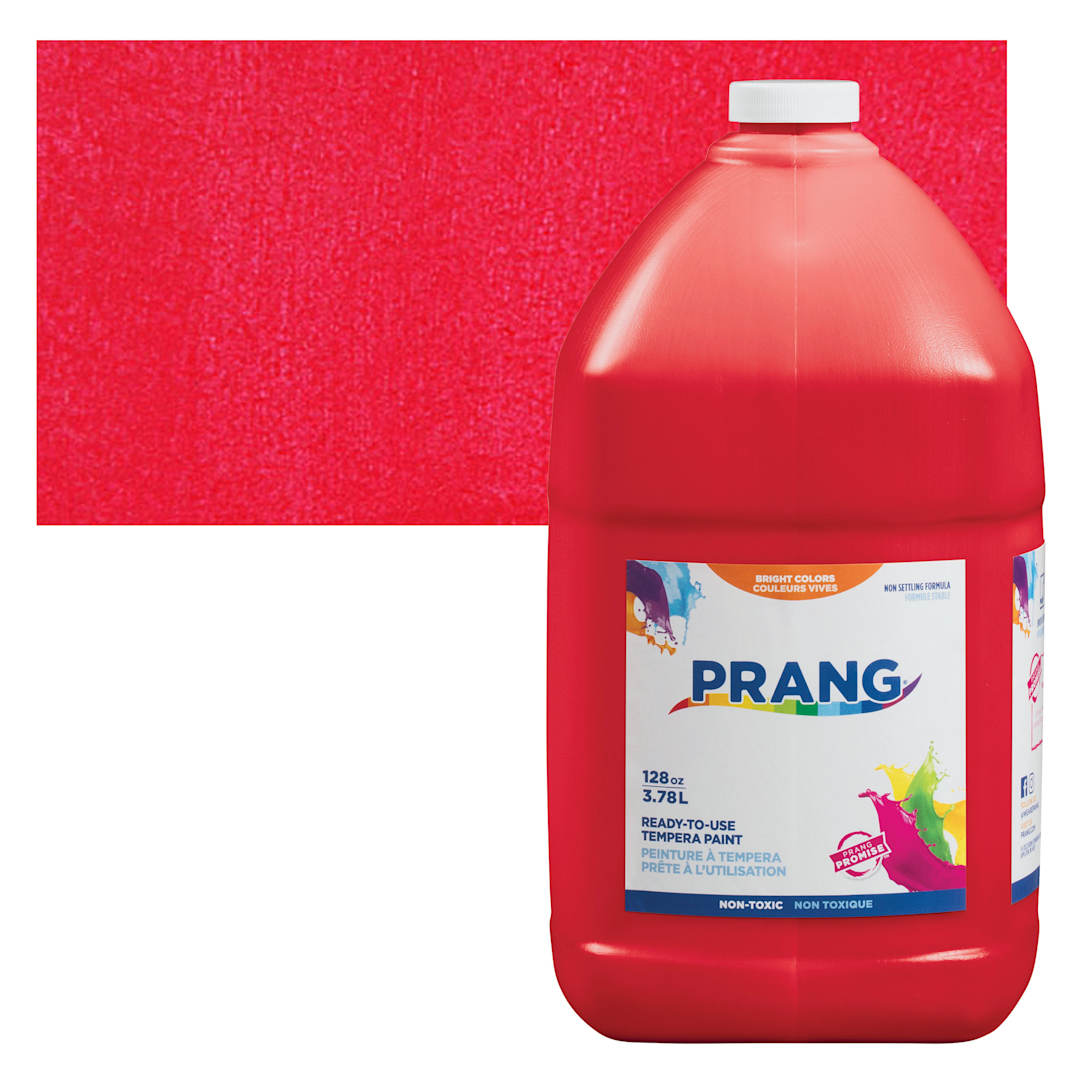 Open in modal - Prang Ready-To-Use Tempera Paint - Red, Gallon bottle and swatch