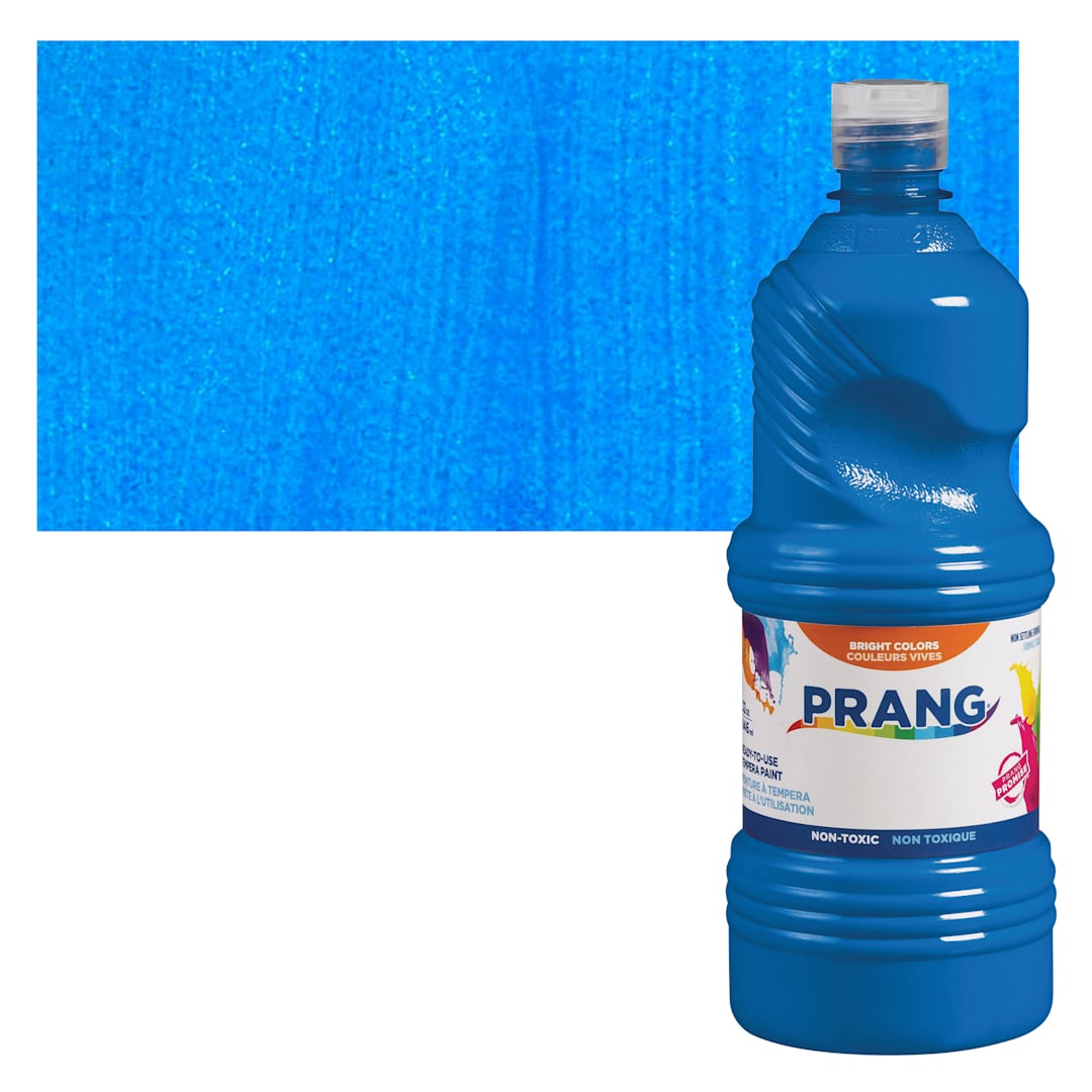 Open in modal - Prang Ready-To-Use Tempera Paint - Turquoise, 32 oz bottle and swatch