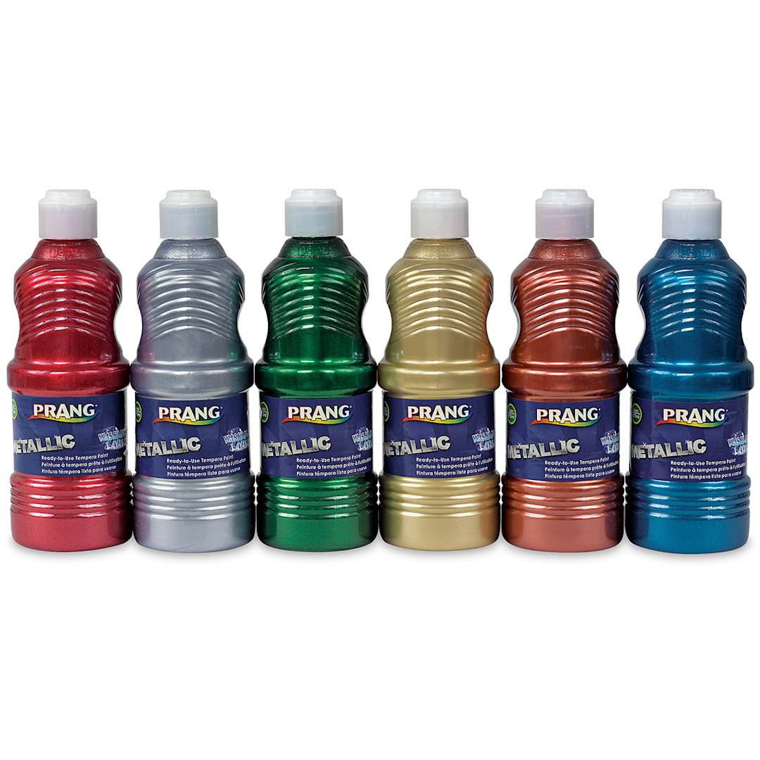 Open in modal - Prang Ready-To-Use Washable Tempera Paints - Metallic Colors, Set of 6, 16 oz bottles