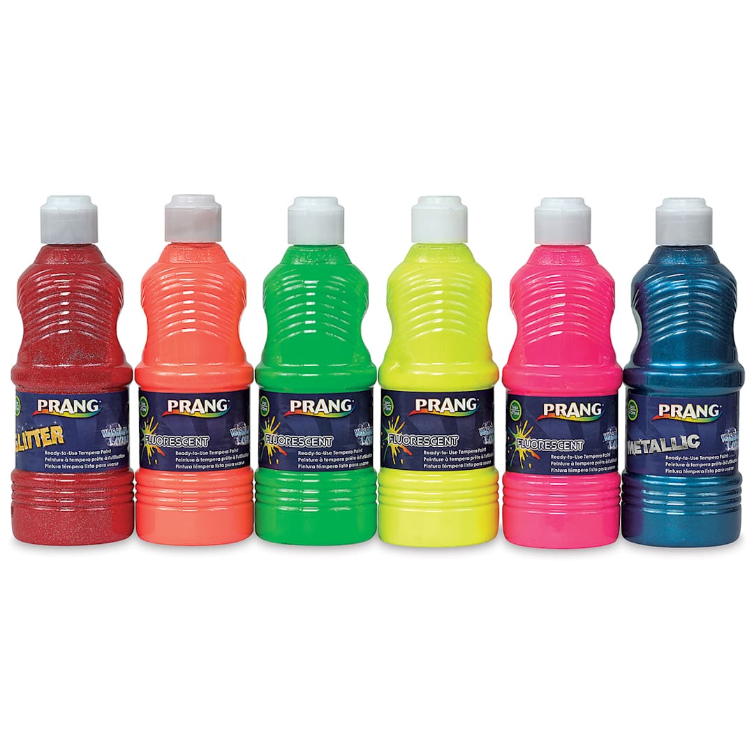 Open in modal - Prang Ready-To-Use Washable Tempera Paints - Fluorescent Plus Paint, Set of 6, 16 oz bottles