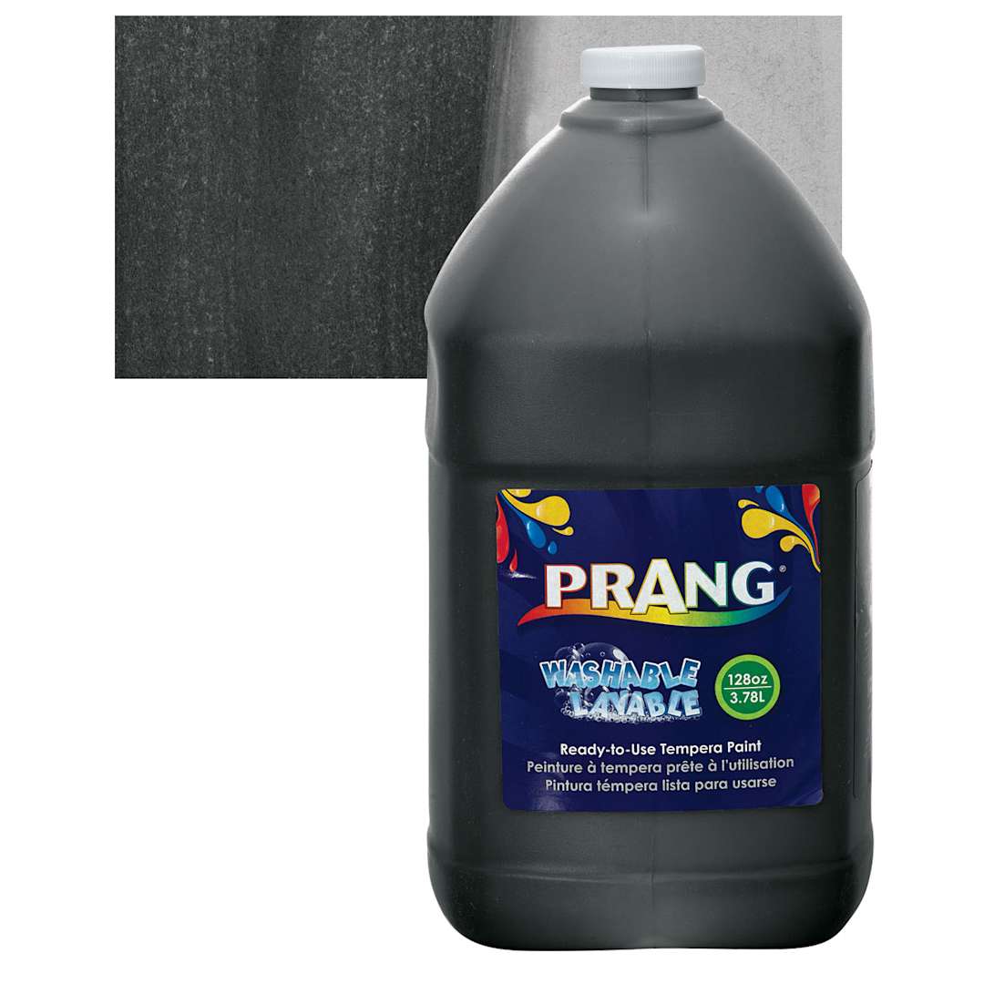 Open in modal - Prang Ready-To-Use Washable Tempera Paint - Black, Gallon and swatch