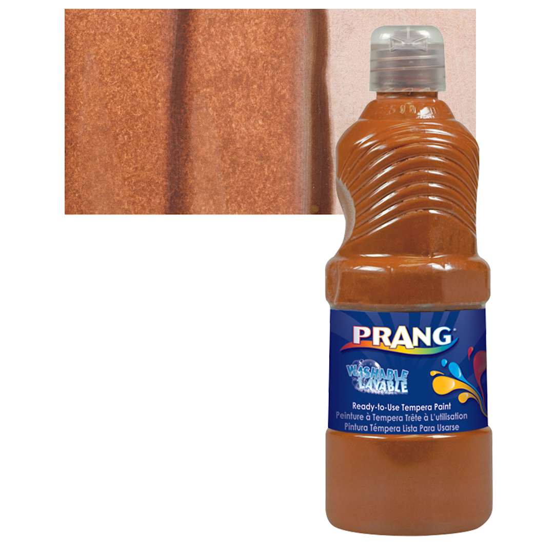 Open in modal - Prang Ready-To-Use Washable Tempera Paint - Brown, 16 oz bottle and swatch