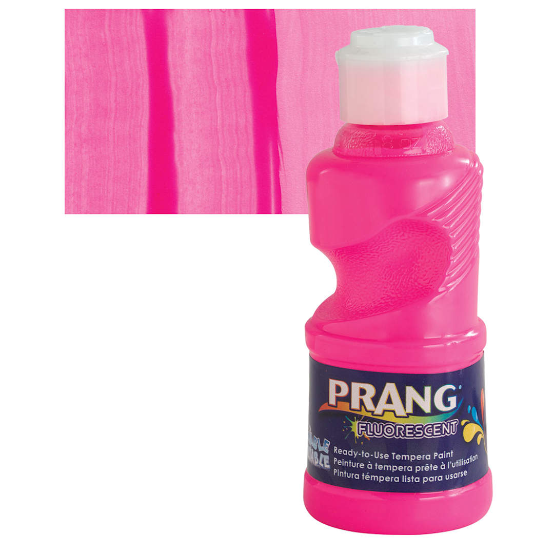 Open in modal - Prang Ready-To-Use Washable Tempera Paint - Fluorescent Pink, 8 oz and swatch