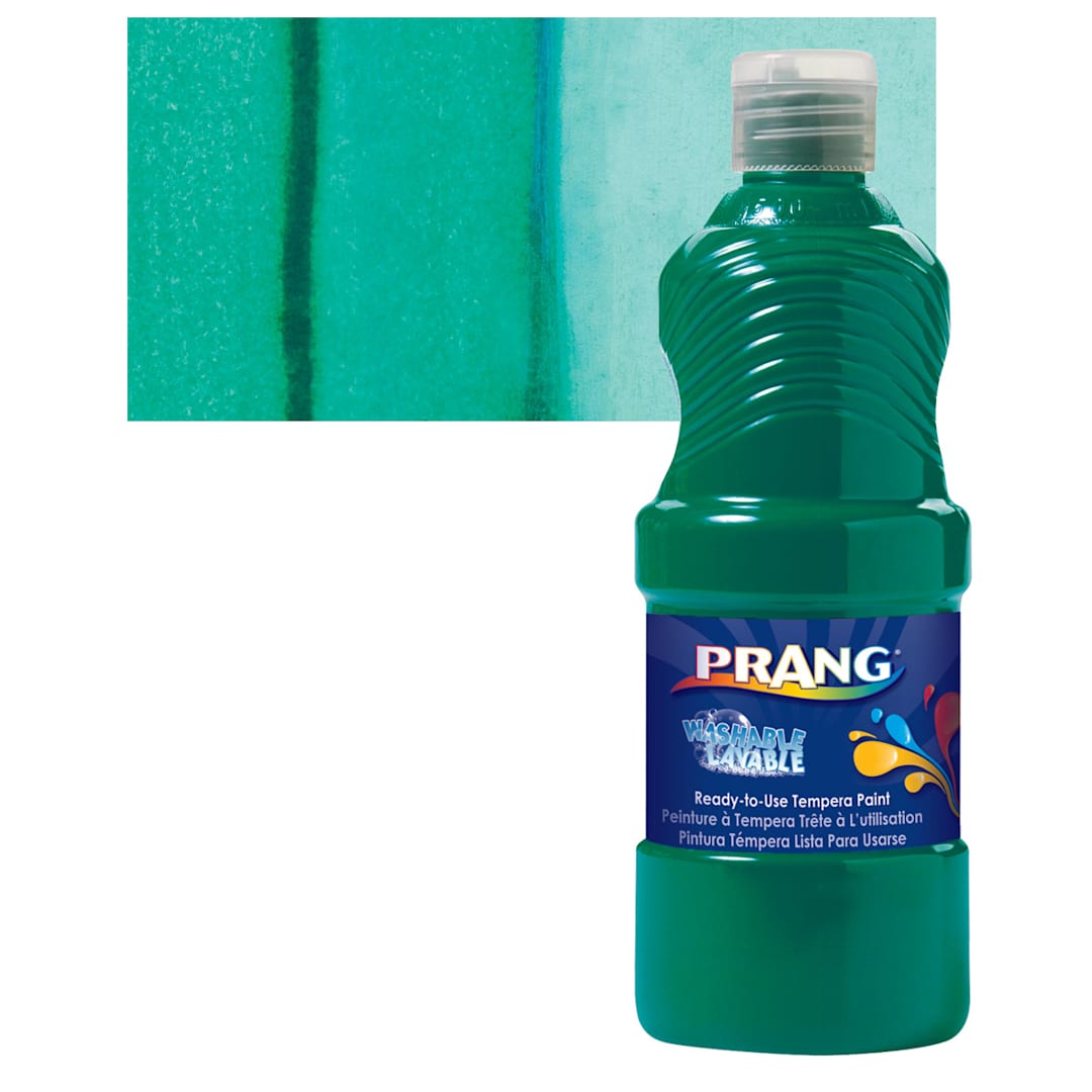 Open in modal - Prang Ready-To-Use Washable Tempera Paint - Green, 16 oz bottle and swatch