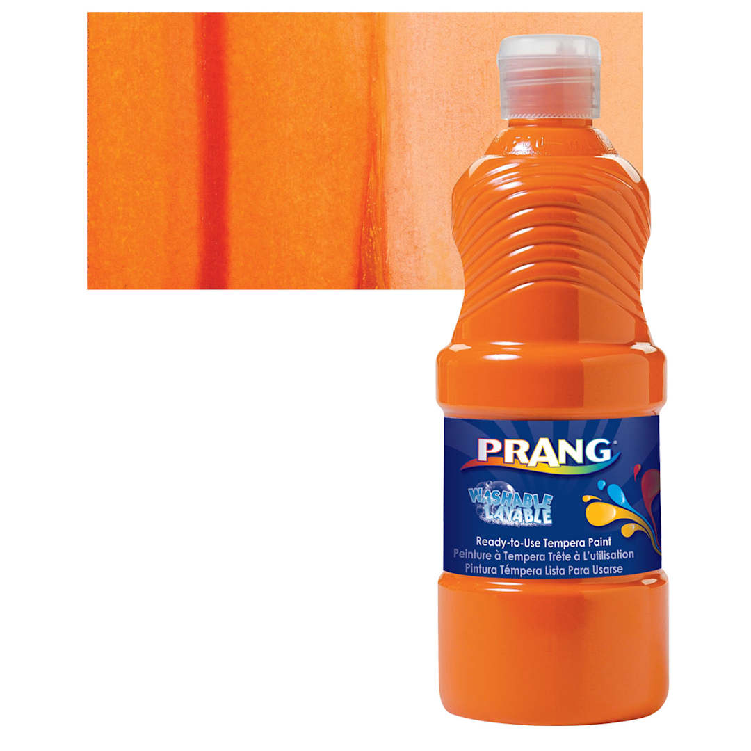 Open in modal - Prang Ready-To-Use Washable Tempera Paint- Orange, 16 oz bottle and swatch