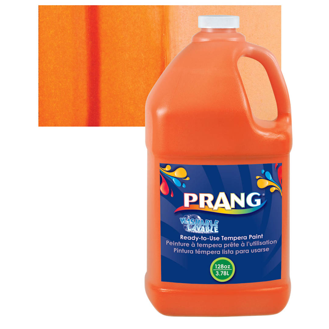 Open in modal - Prang Ready-To-Use Washable Tempera Paint - Orange, Gallon and swatch