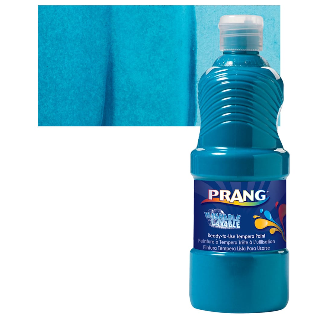Open in modal - Prang Ready-To-Use Washable Tempera Paint - Turquoise, 16 oz bottle and swatch