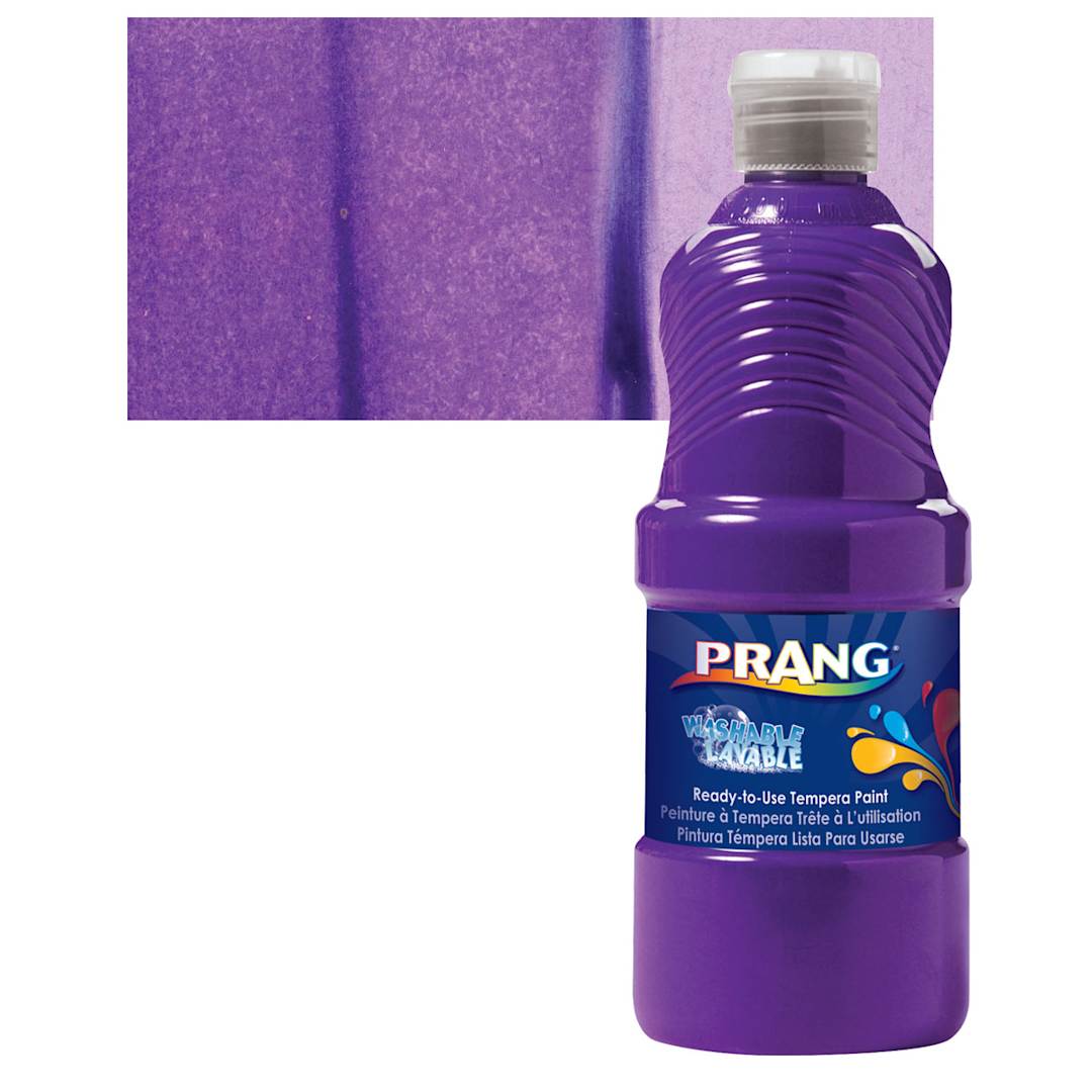 Open in modal - Prang Ready-To-Use Washable Tempera Paint- Violet, 16 oz bottle and swatch