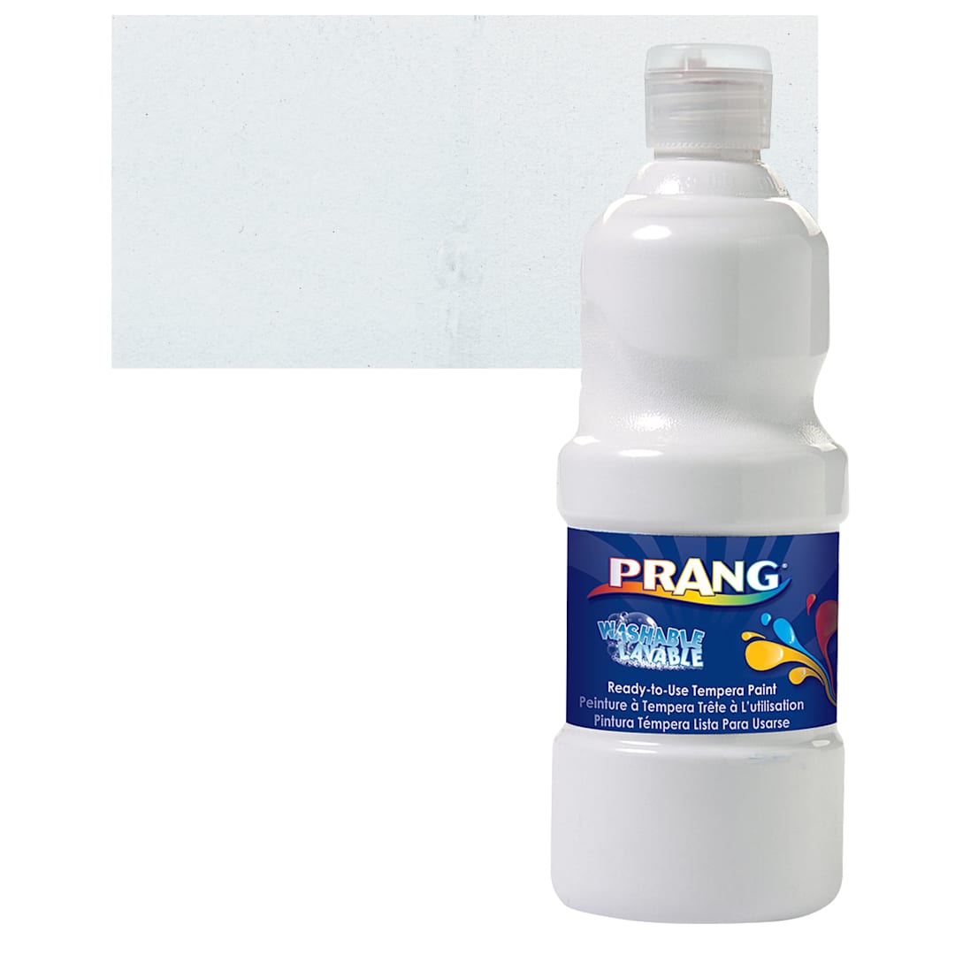 Open in modal - Prang Ready-To-Use Washable Tempera Paint - White, 16 oz bottle and swatch
