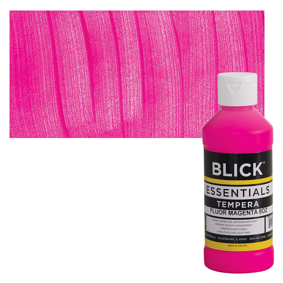Open in modal - Blick Essentials Tempera - Fluorescent Magenta, 8 oz bottle and swatch