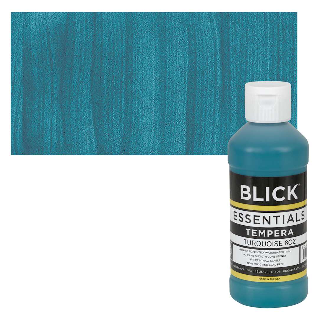 Open in modal - Blick Essentials Tempera - Turquoise, 8 oz bottle and swatch