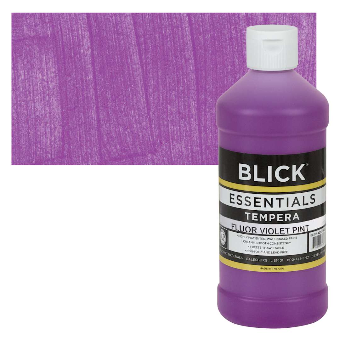 Open in modal - Blick Essentials Tempera - Fluorescent Violet, Pint and swatch