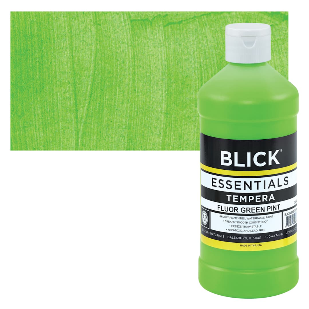 Open in modal - Blick Essentials Tempera - Fluorescent Green, Pint and swatch
