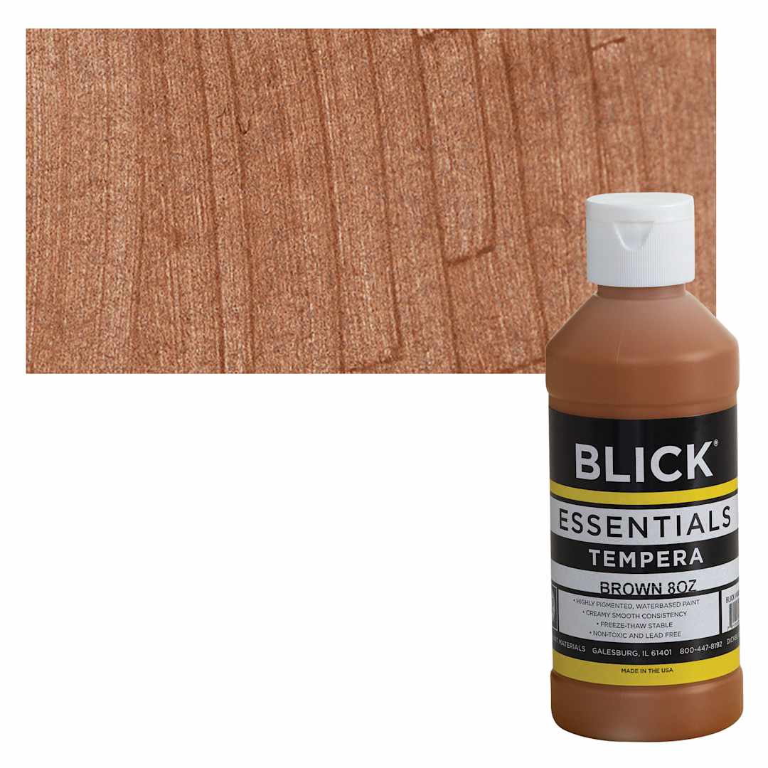 Open in modal - Blick Essentials Tempera - Brown, 8 oz bottle and swatch