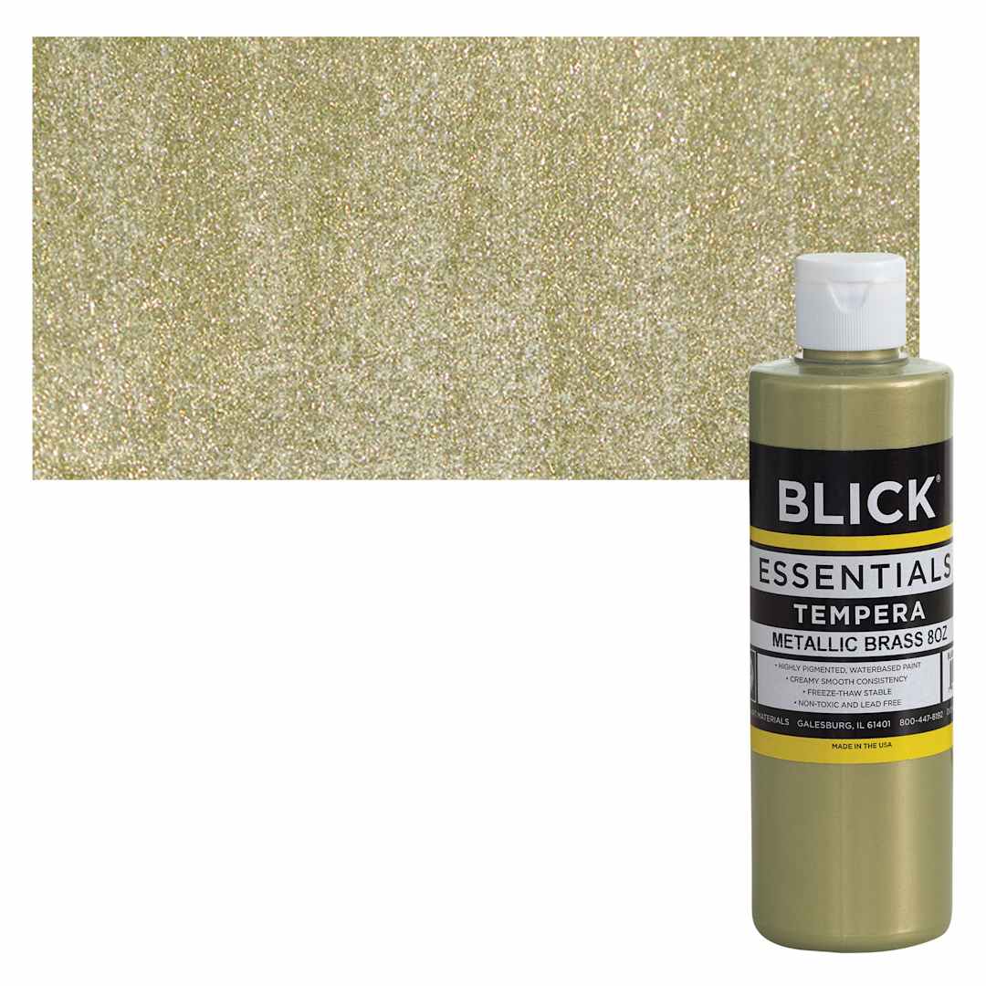 Open in modal - Blick Essentials Tempera - Brass (Metallic), 8 oz bottle and swatch