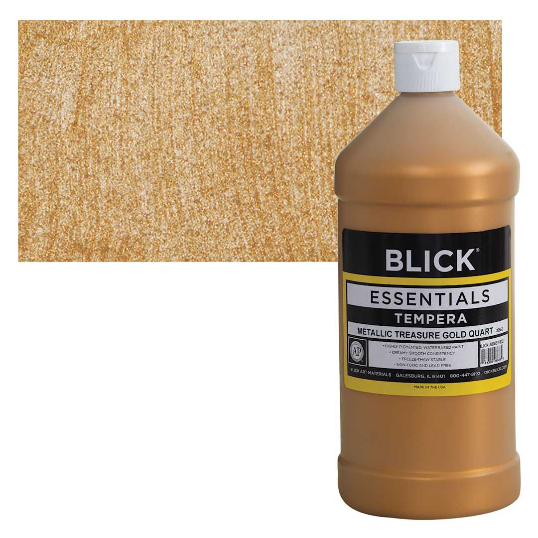 Open in modal - Blick Essentials Tempera - Treasure Gold (Metallic), Quart and swatch