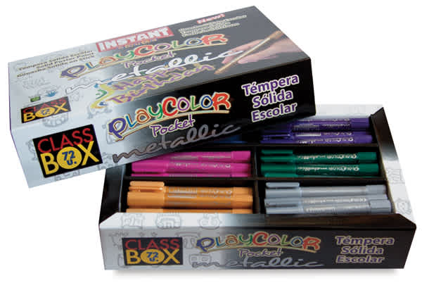 Open in modal - Playcolor Tempera Paint Stick Sets - Package of 72 pc Metallic Class Pack shown open