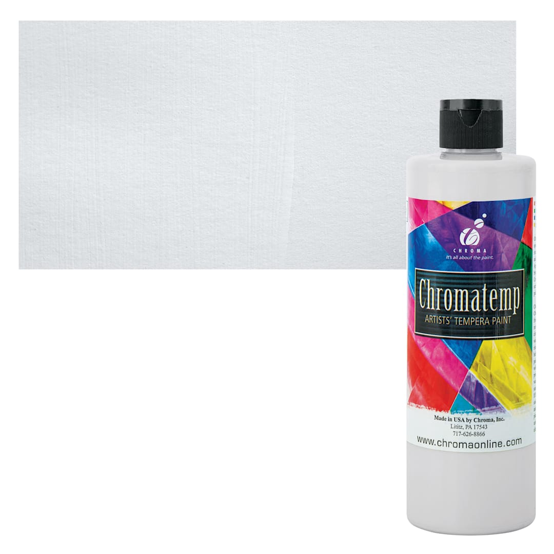 Open in modal - Chroma Chromatemp Artists' Tempera Paint - White, Pint and swatch