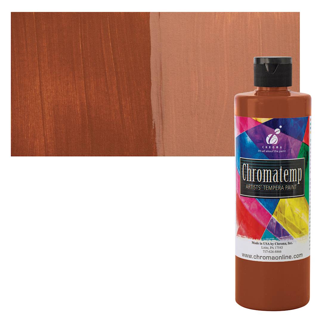 Open in modal - Chroma Chromatemp Artists' Tempera Paint - Brown, Pint and swatch