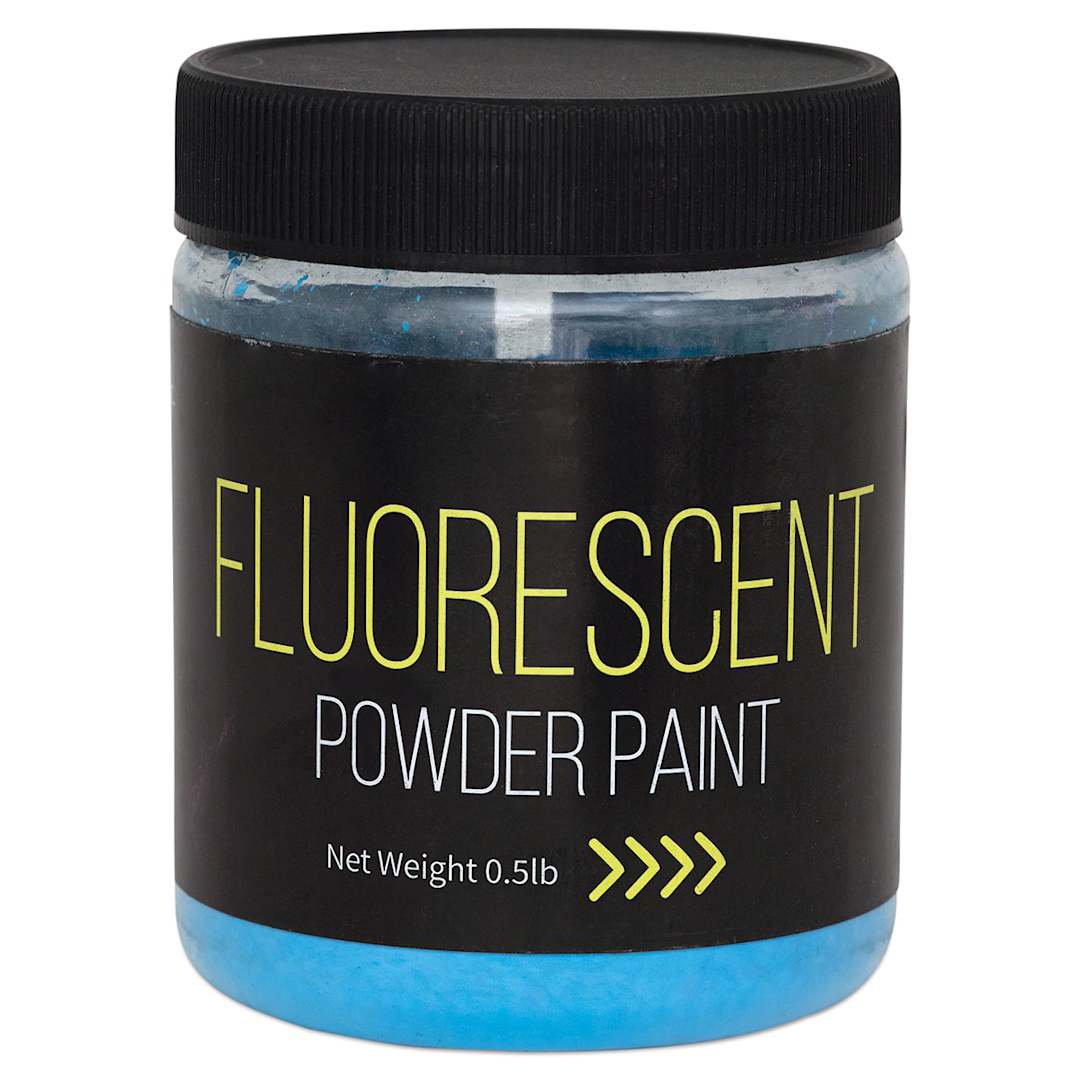 Open in modal - Richeson Powdered Tempera Paint - Front of Fluorescent Blue .5 lb jar