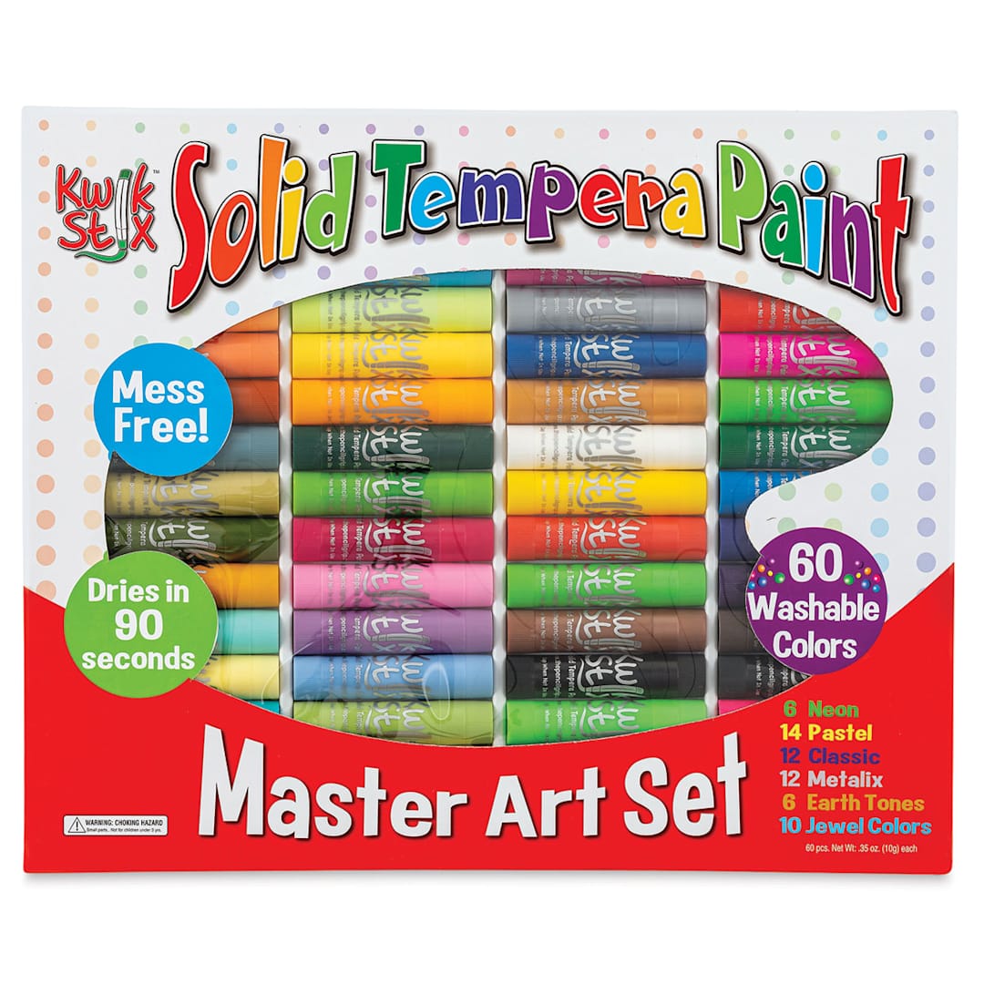 Open in modal - Kwik Stix Tempera Paint - Master Art Set of 60, Assorted Colors (Front of packaging)