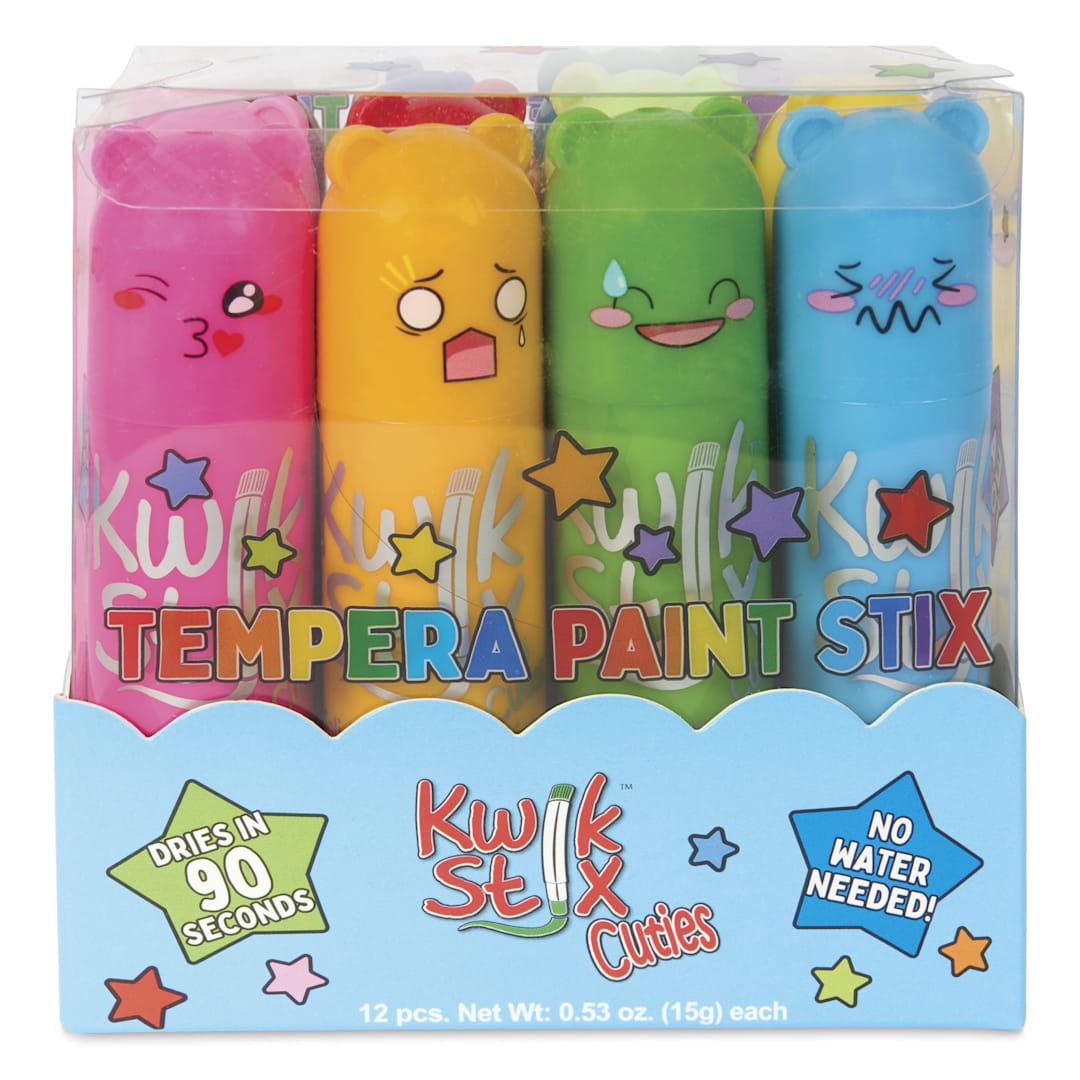 Open in modal - Kwik Stix Tempera Paint - Set of 12, Cuties, Assorted Colors - front of packaging