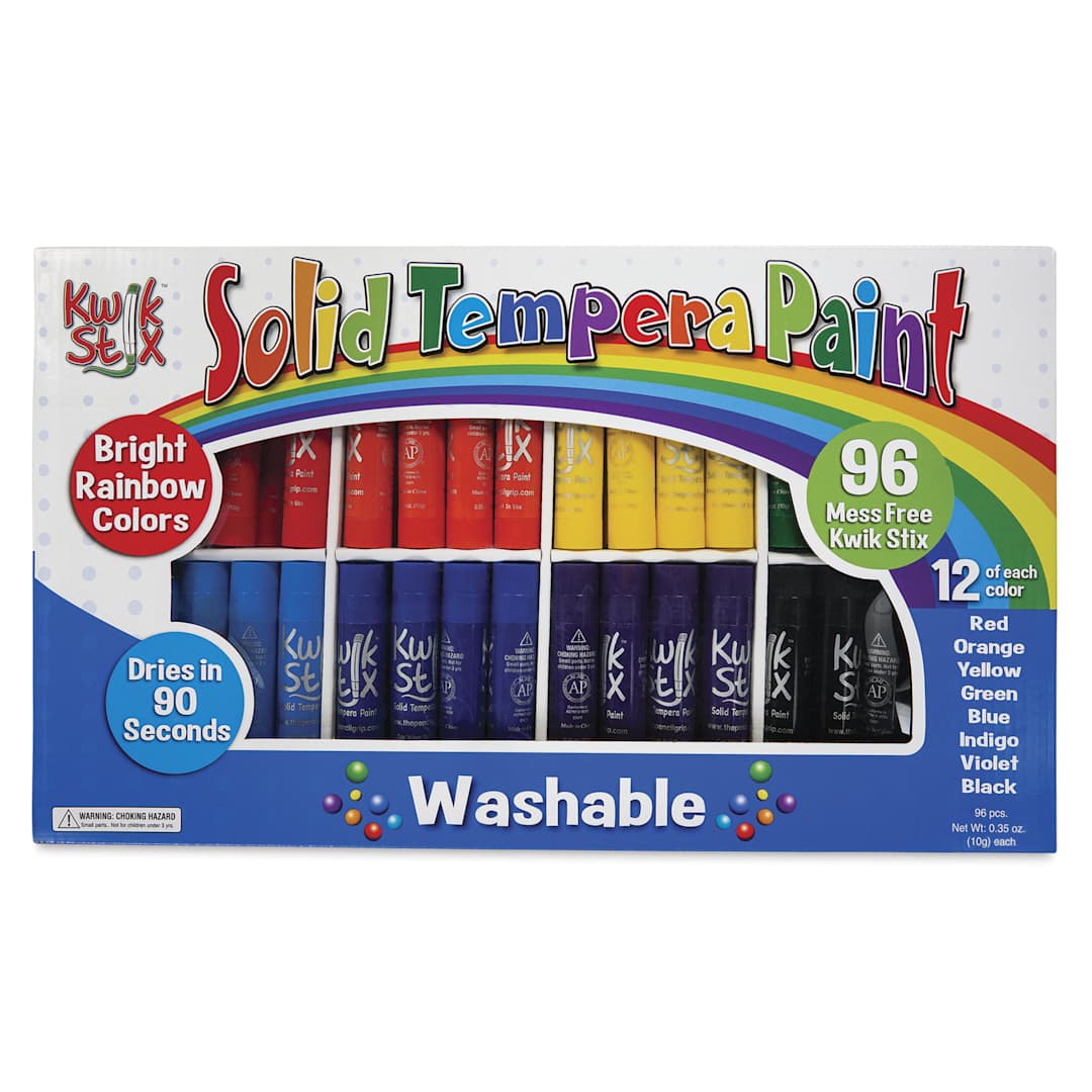 Open in modal - Kwik Stix Tempera Paint - Set of 96, Class Pack, Rainbow Colors - front of packaging