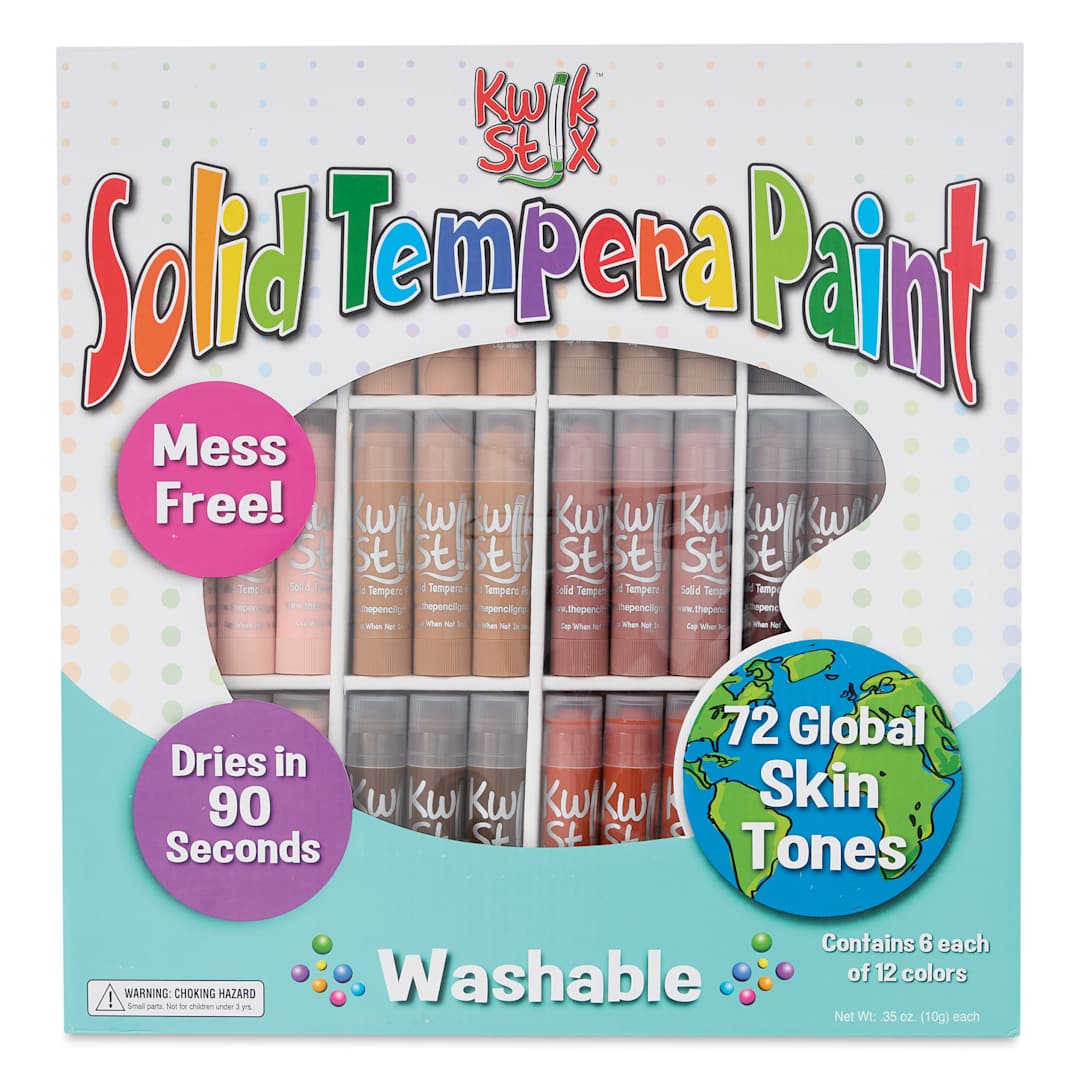 Open in modal - Kwik Stix Tempera Paint - Global Skin Tone Colors, Classpack Set of 72 (Front of package)