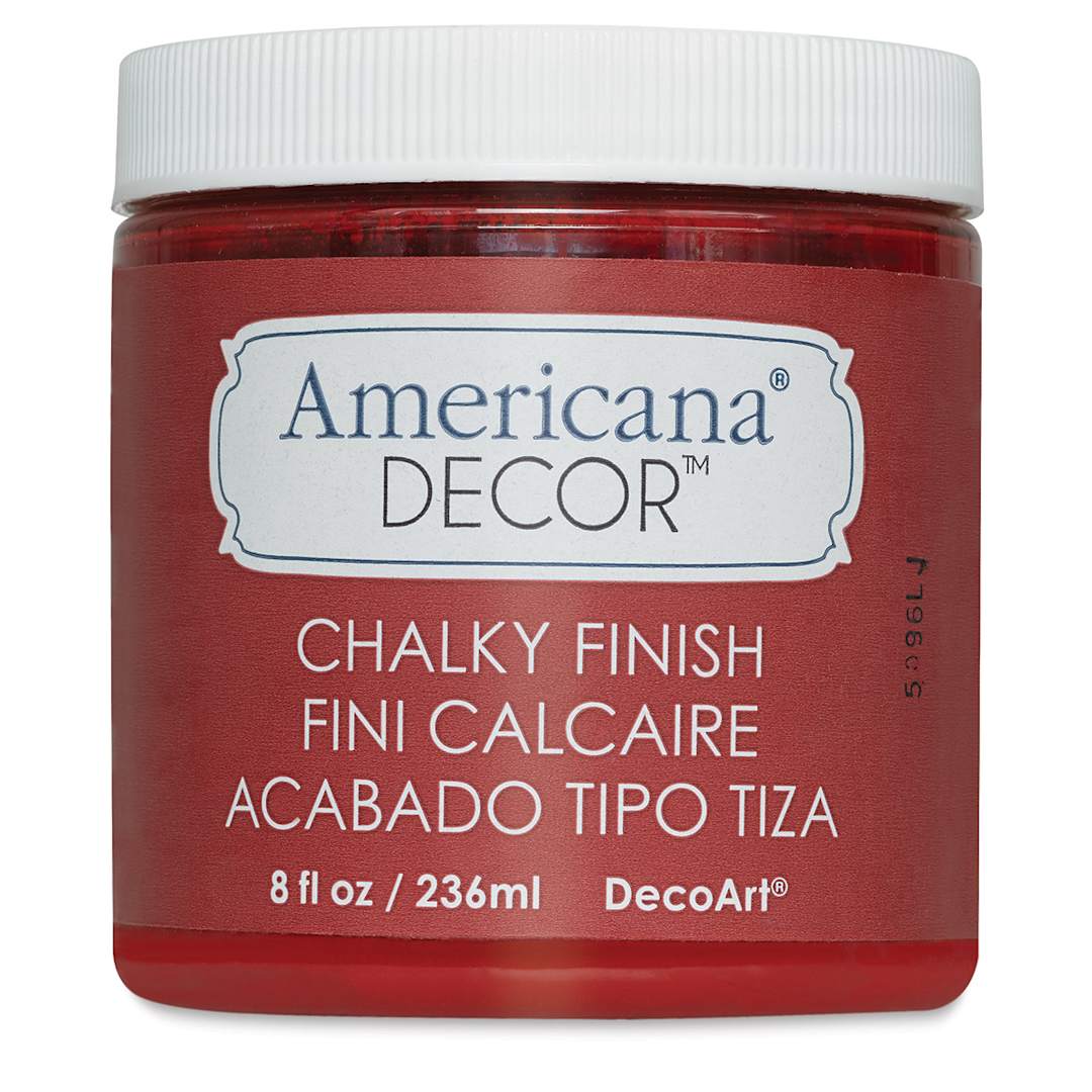 Open in modal - Americana Decor Chalky Finish Paint - Front of 8 oz. jar of Romance Red
