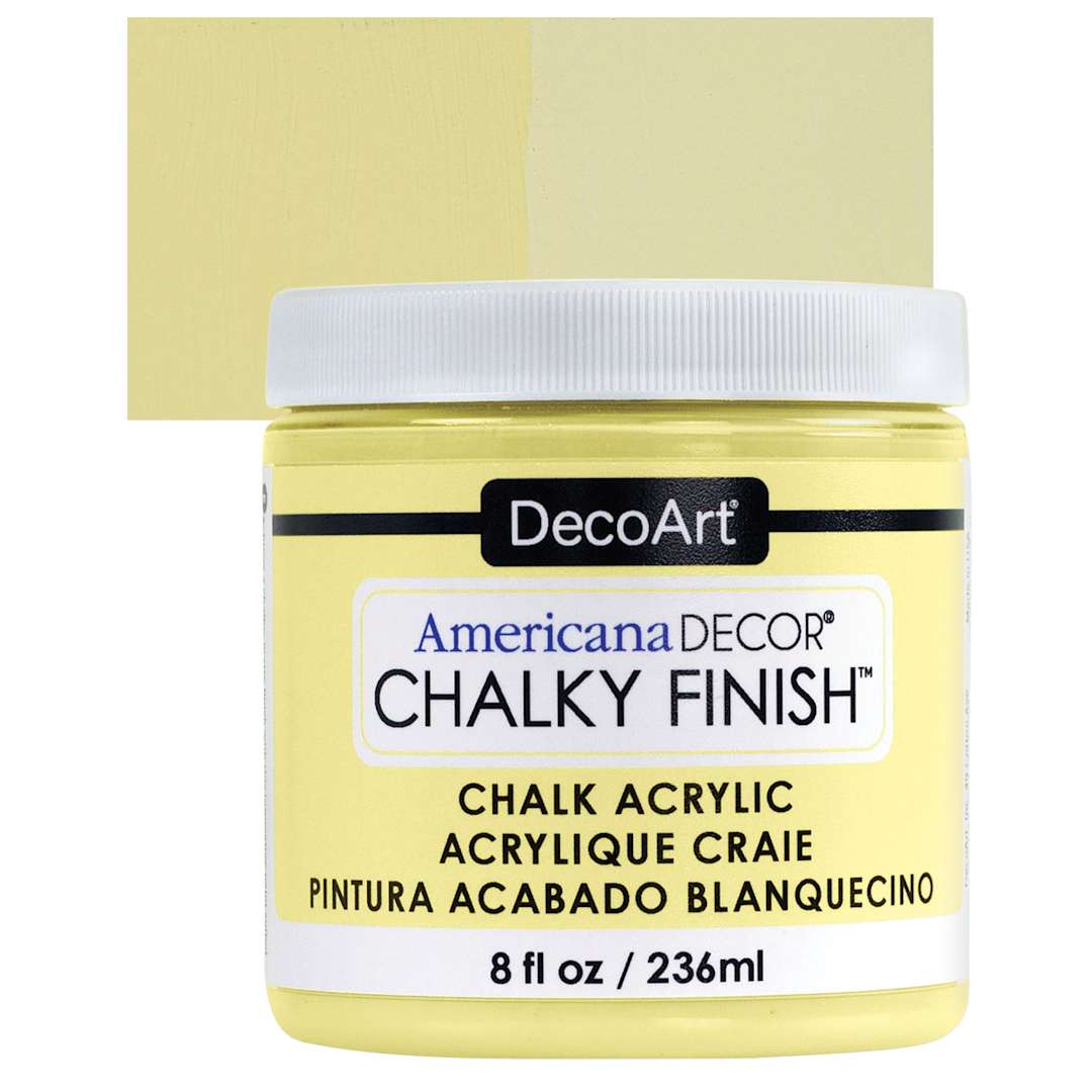 Open in modal - DecoArt Americana Decor Chalky Finish Paint - Delicate, 8 oz jar and swatch